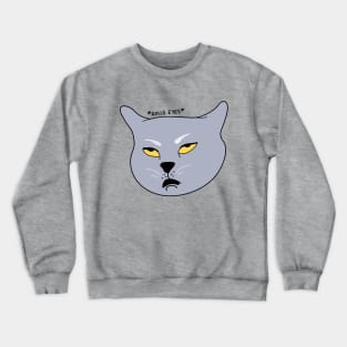 Tired rolling eyes cat meme illustration. Crewneck Sweatshirt